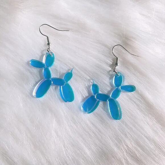 Iridescent Balloon Dog Acrylic Earrings - Picture 9 of 11